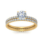 Load image into Gallery viewer, underhalo-eternity-cushion-cut-diamond-wedding-band-set-in-FD9168CUANGLE3-NL-YG

