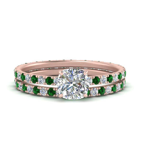 underhalo-eternity-cushion-cut-diamond-wedding-band-set-with-emerald-in-FD9168CUGEMGRANGLE3-NL-RG