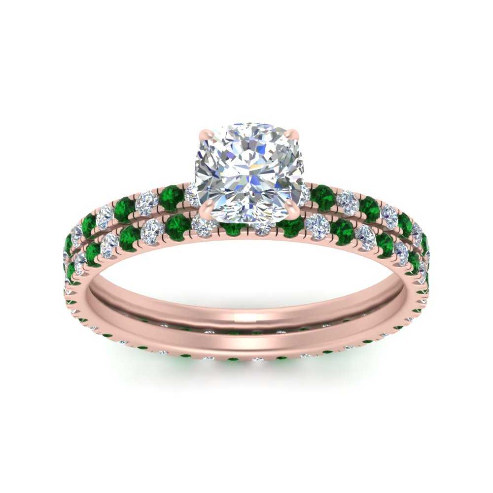 underhalo-eternity-cushion-cut-diamond-wedding-band-set-with-emerald-in-FD9168CUGEMGRANGLE3-NL-RG