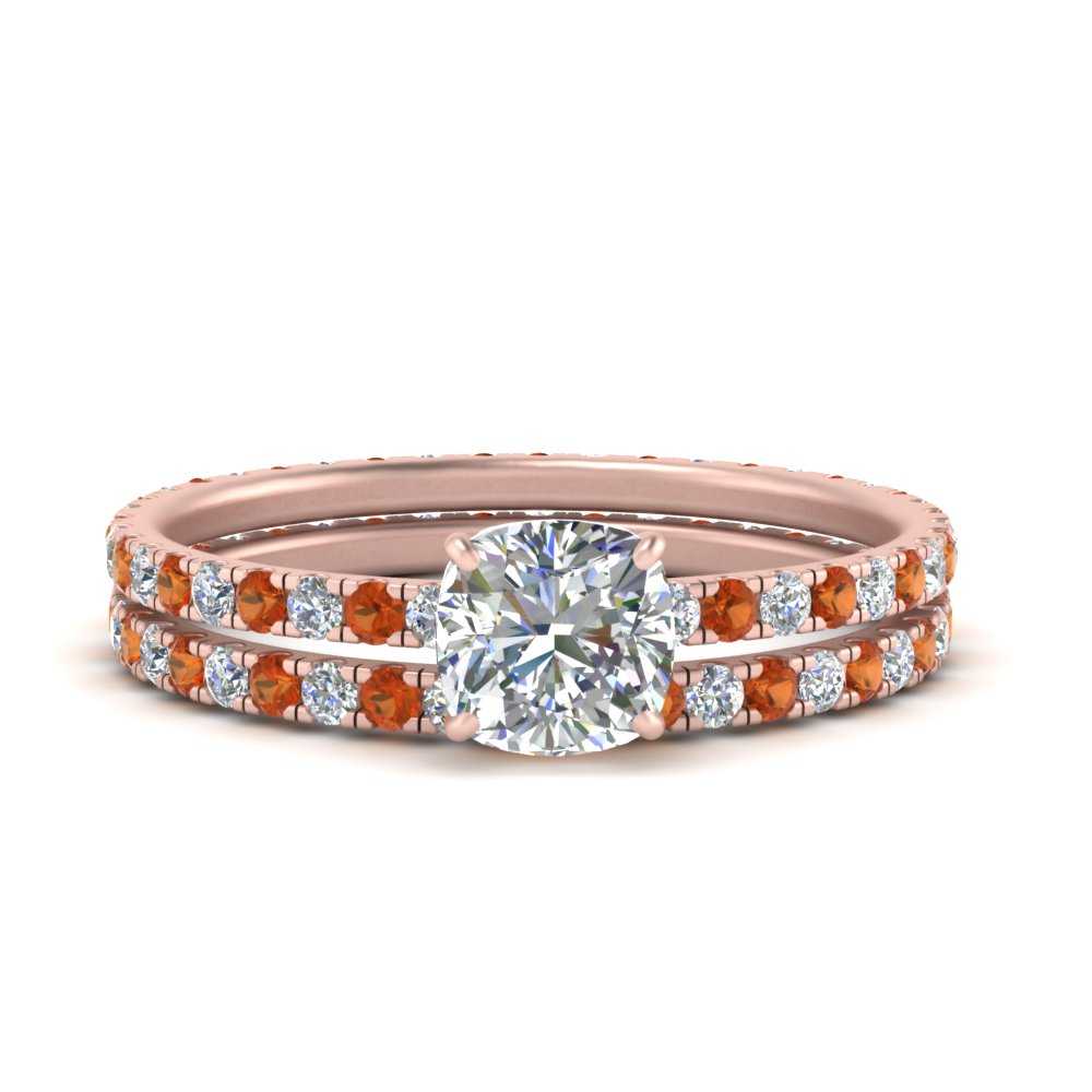 underhalo-eternity-cushion-cut-diamond-wedding-band-set-with-orange-sapphire-in-FD9168CUGSAORANGLE3-NL-RG