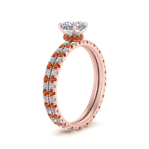 underhalo-eternity-cushion-cut-diamond-wedding-band-set-with-orange-sapphire-in-FD9168CUGSAORANGLE3-NL-RG