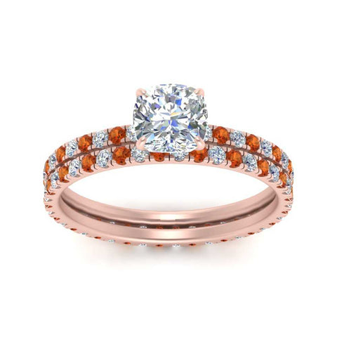 underhalo-eternity-cushion-cut-diamond-wedding-band-set-with-orange-sapphire-in-FD9168CUGSAORANGLE3-NL-RG