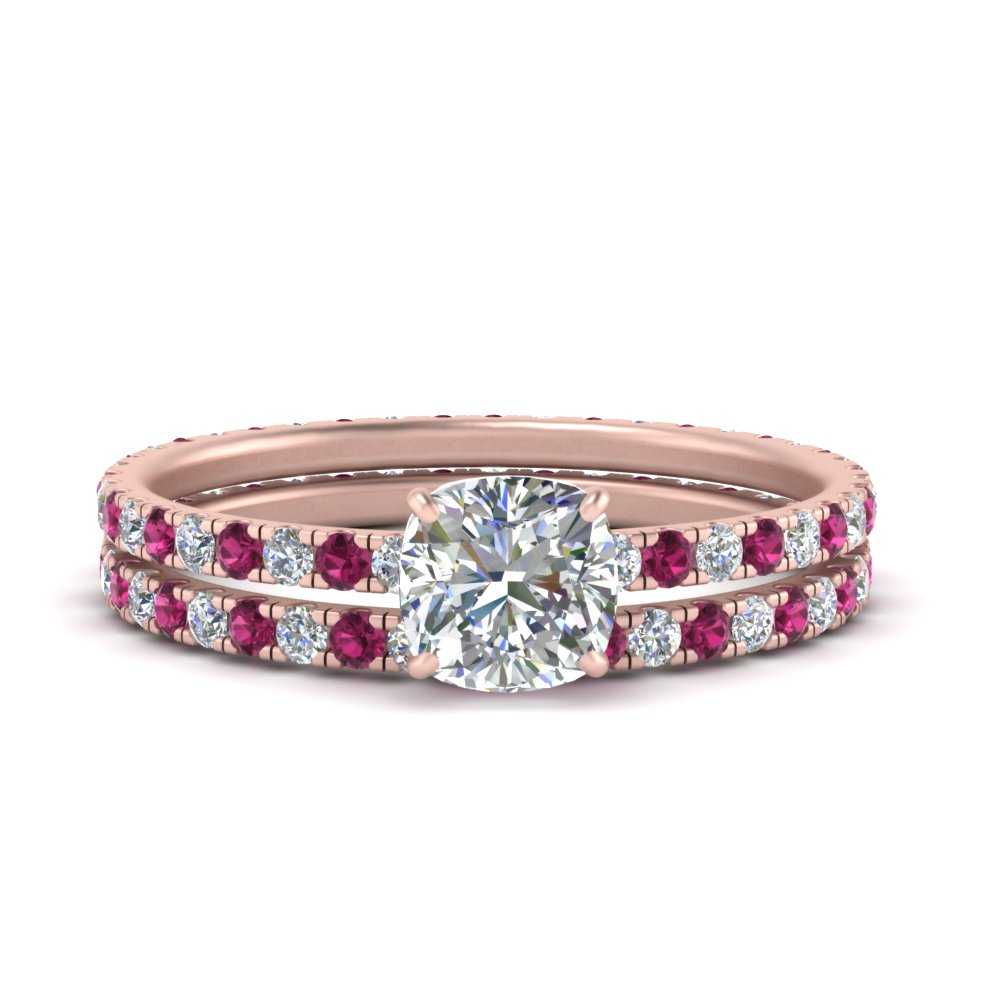 underhalo-eternity-cushion-cut-diamond-wedding-band-set-with-pink-sapphire-in-FD9168CUGSADRPIANGLE3-NL-RG