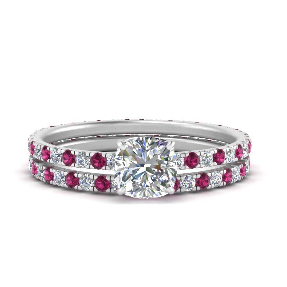 underhalo-eternity-cushion-cut-diamond-wedding-band-set-with-pink-sapphire-in-FD9168CUGSADRPIANGLE3-NL-WG