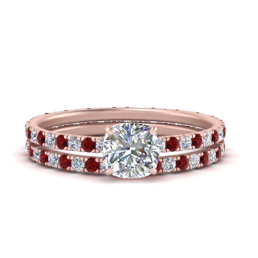 underhalo-eternity-cushion-cut-diamond-wedding-band-set-with-ruby-in-FD9168CUGRUDRANGLE3-NL-RG
