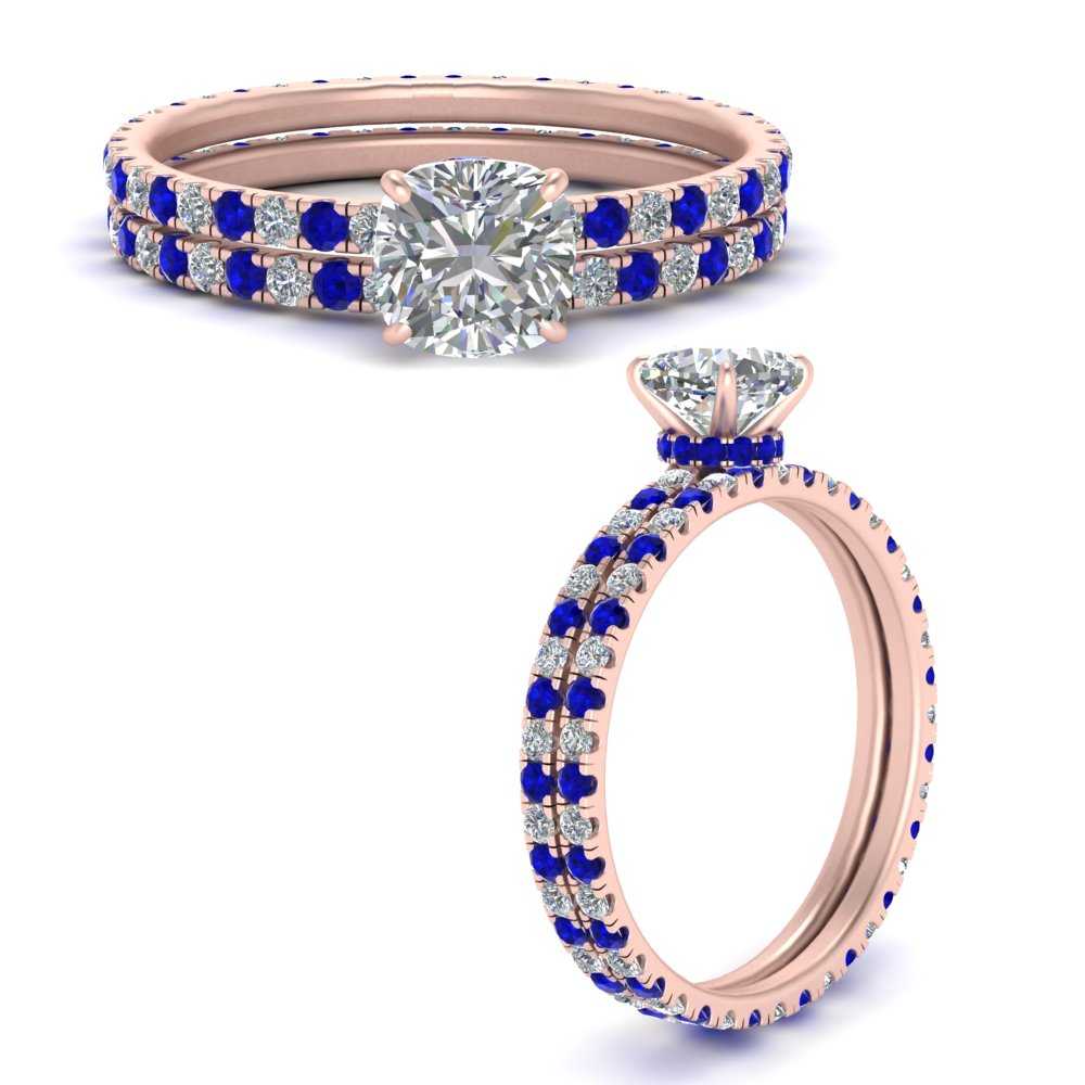 underhalo-eternity-cushion-cut-diamond-wedding-band-set-with-sapphire-in-FD9168CUGSABLANGLE3-NL-RG