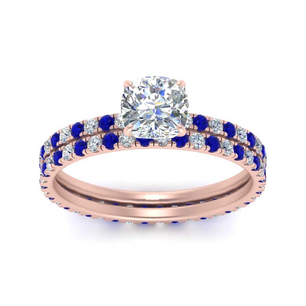 underhalo-eternity-cushion-cut-diamond-wedding-band-set-with-sapphire-in-FD9168CUGSABLANGLE3-NL-RG