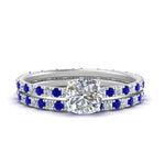 Load image into Gallery viewer, underhalo-eternity-cushion-cut-diamond-wedding-band-set-with-sapphire-in-FD9168CUGSABLANGLE3-NL-WG
