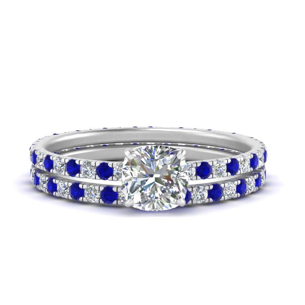 underhalo-eternity-cushion-cut-diamond-wedding-band-set-with-sapphire-in-FD9168CUGSABLANGLE3-NL-WG
