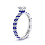 Load image into Gallery viewer, underhalo-eternity-cushion-cut-diamond-wedding-band-set-with-sapphire-in-FD9168CUGSABLANGLE3-NL-WG
