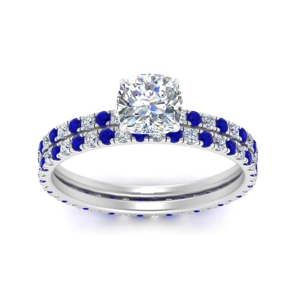 underhalo-eternity-cushion-cut-diamond-wedding-band-set-with-sapphire-in-FD9168CUGSABLANGLE3-NL-WG