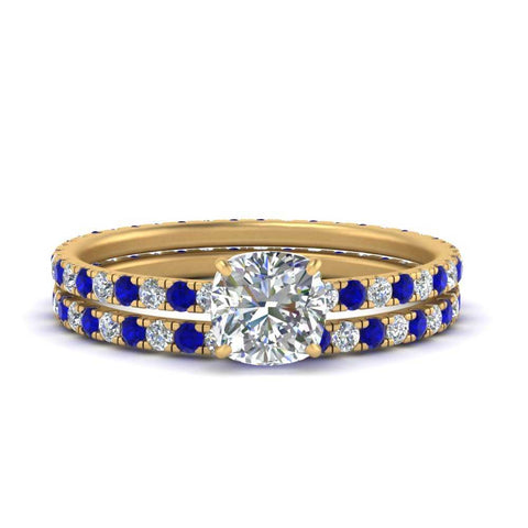 underhalo-eternity-cushion-cut-diamond-wedding-band-set-with-sapphire-in-FD9168CUGSABLANGLE3-NL-YG