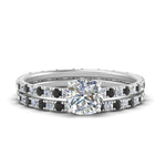 Load image into Gallery viewer, underhalo-eternity-cushion-cut-wedding-band-set-with-black-diamond-in-FD9168CUGBLACKANGLE3-NL-WG
