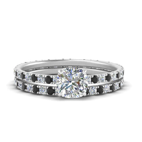 underhalo-eternity-cushion-cut-wedding-band-set-with-black-diamond-in-FD9168CUGBLACKANGLE3-NL-WG