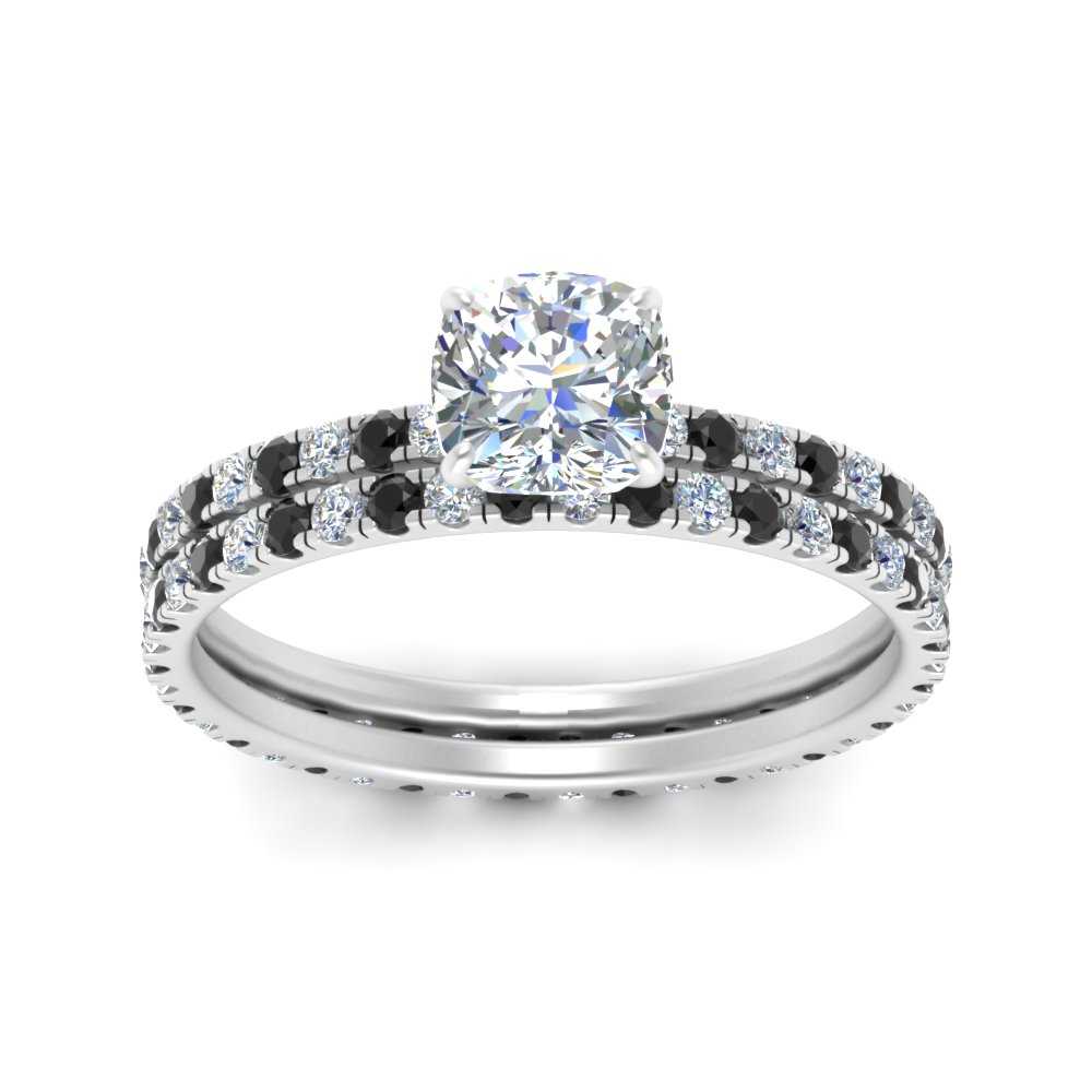 underhalo-eternity-cushion-cut-wedding-band-set-with-black-diamond-in-FD9168CUGBLACKANGLE3-NL-WG