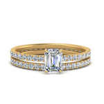 Load image into Gallery viewer, underhalo-eternity-emerald-cut-diamond-wedding-band-set-in-FD9168EMANGLE3-NL-YG
