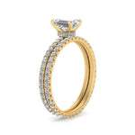 Load image into Gallery viewer, underhalo-eternity-emerald-cut-diamond-wedding-band-set-in-FD9168EMANGLE3-NL-YG
