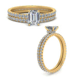 Load image into Gallery viewer, underhalo-eternity-emerald-cut-diamond-wedding-band-set-in-FD9168EMANGLE3-NL-YG
