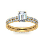 Load image into Gallery viewer, underhalo-eternity-emerald-cut-diamond-wedding-band-set-in-FD9168EMANGLE3-NL-YG

