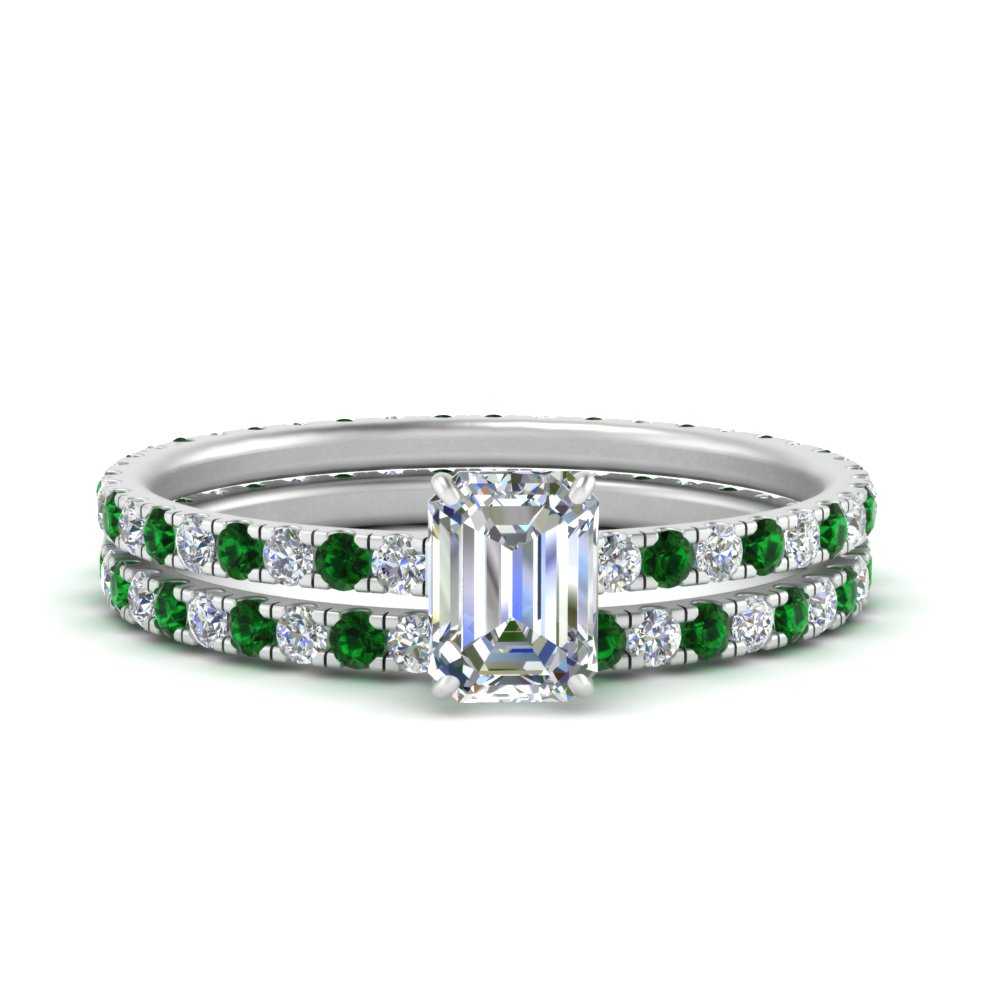underhalo-eternity-emerald-cut-diamond-wedding-band-set-with-emerald-in-FD9168EMGEMGRANGLE3-NL-WG