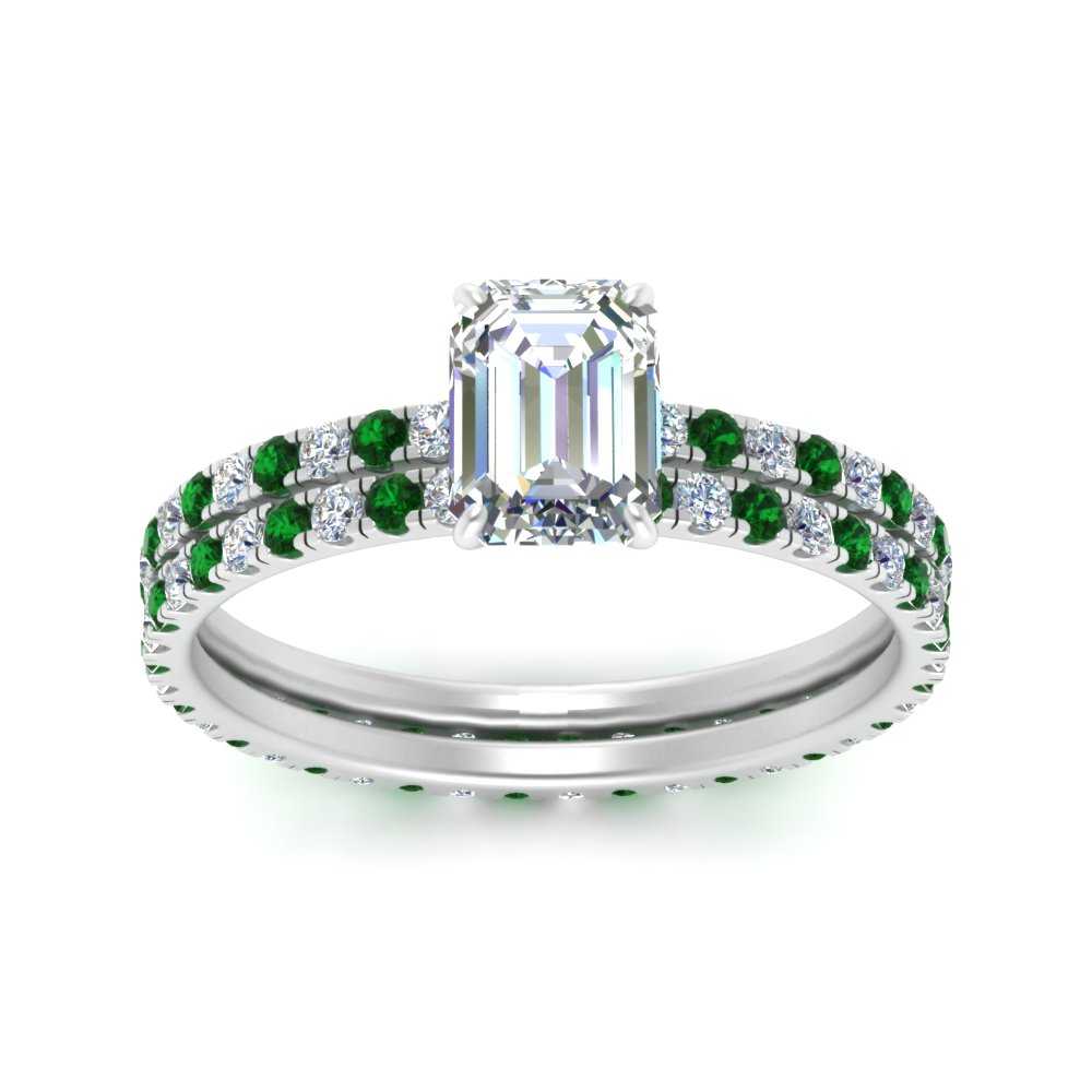 underhalo-eternity-emerald-cut-diamond-wedding-band-set-with-emerald-in-FD9168EMGEMGRANGLE3-NL-WG