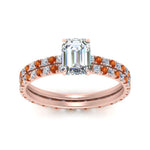 Load image into Gallery viewer, underhalo-eternity-emerald-cut-diamond-wedding-band-set-with-orange-sapphire-in-FD9168EMGSAORANGLE3-NL-RG
