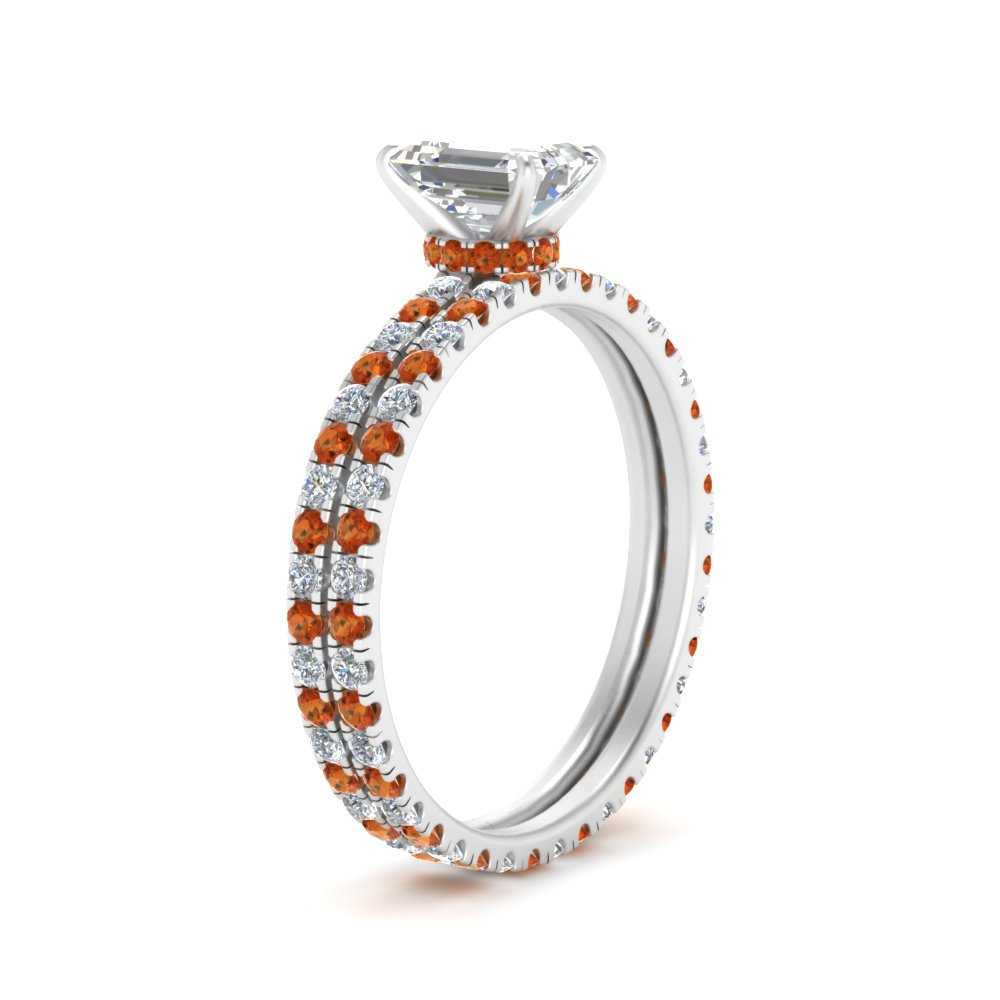 underhalo-eternity-emerald-cut-diamond-wedding-band-set-with-orange-sapphire-in-FD9168EMGSAORANGLE3-NL-WG
