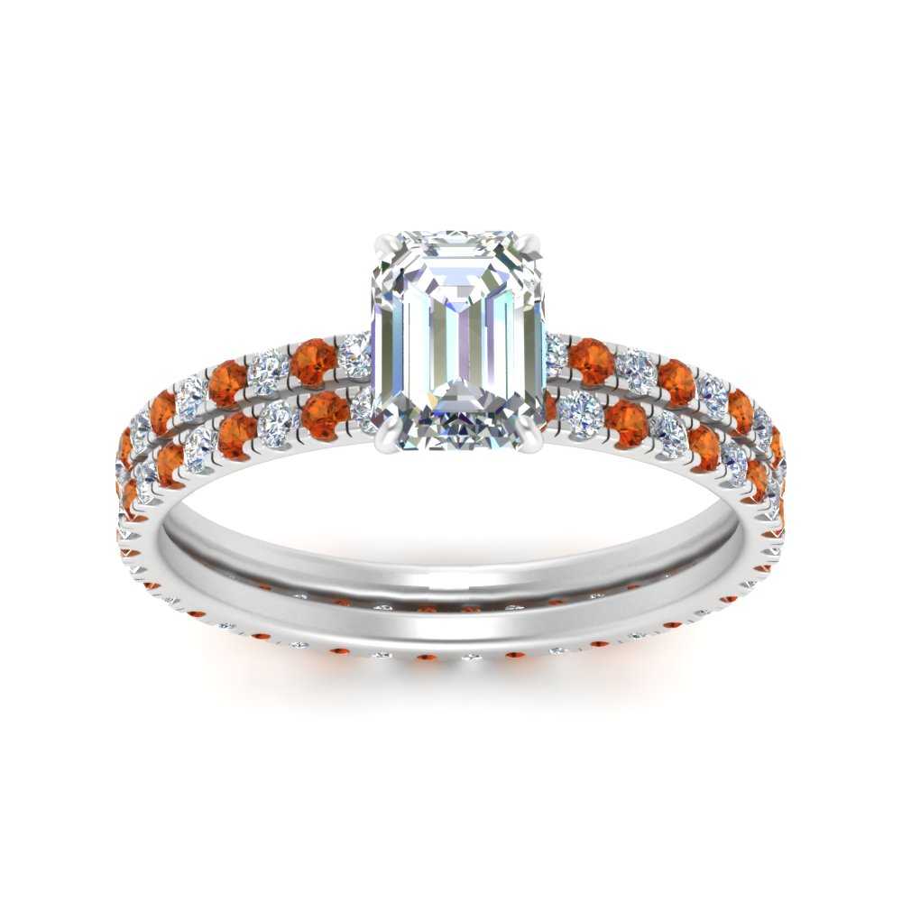 underhalo-eternity-emerald-cut-diamond-wedding-band-set-with-orange-sapphire-in-FD9168EMGSAORANGLE3-NL-WG