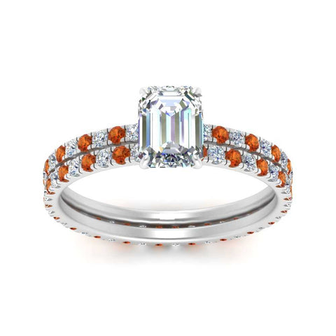 underhalo-eternity-emerald-cut-diamond-wedding-band-set-with-orange-sapphire-in-FD9168EMGSAORANGLE3-NL-WG