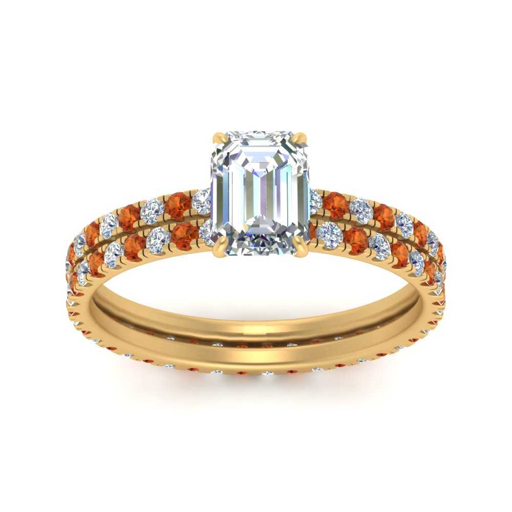 underhalo-eternity-emerald-cut-diamond-wedding-band-set-with-orange-sapphire-in-FD9168EMGSAORANGLE3-NL-YG