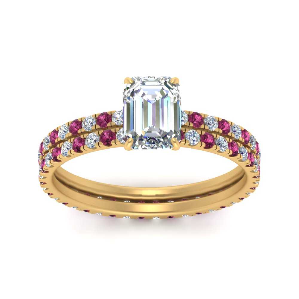 underhalo-eternity-emerald-cut-diamond-wedding-band-set-with-pink-sapphire-in-FD9168EMGSADRPIANGLE3-NL-YG