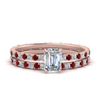 Load image into Gallery viewer, underhalo-eternity-emerald-cut-diamond-wedding-band-set-with-ruby-in-FD9168EMGRUDRANGLE3-NL-RG
