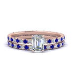 Load image into Gallery viewer, underhalo-eternity-emerald-cut-diamond-wedding-band-set-with-sapphire-in-FD9168EMGSABLANGLE3-NL-RG
