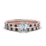 Load image into Gallery viewer, underhalo-eternity-emerald-cut-wedding-band-set-with-black-diamond-in-FD9168EMGBLACKANGLE3-NL-RG
