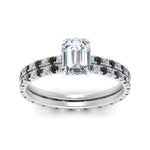Load image into Gallery viewer, underhalo-eternity-emerald-cut-wedding-band-set-with-black-diamond-in-FD9168EMGBLACKANGLE3-NL-WG
