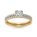 Load image into Gallery viewer, underhalo-eternity-heart-shaped-diamond-wedding-band-set-in-FD9168HTANGLE3-NL-YG
