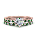 Load image into Gallery viewer, underhalo-eternity-heart-shaped-diamond-wedding-band-set-with-emerald-in-FD9168HTGEMGRANGLE3-NL-RG
