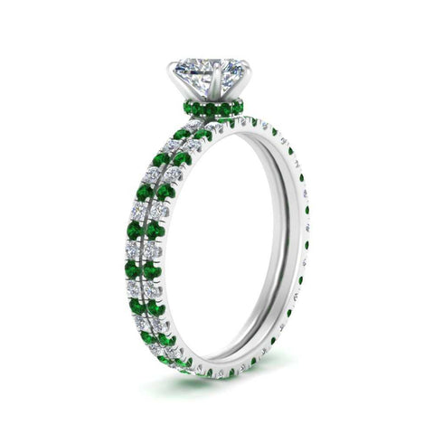 underhalo-eternity-heart-shaped-diamond-wedding-band-set-with-emerald-in-FD9168HTGEMGRANGLE3-NL-WG