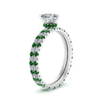 Load image into Gallery viewer, underhalo-eternity-heart-shaped-diamond-wedding-band-set-with-emerald-in-FD9168HTGEMGRANGLE3-NL-WG
