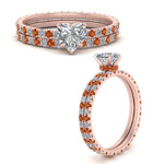 Load image into Gallery viewer, underhalo-eternity-heart-shaped-diamond-wedding-band-set-with-orange-sapphire-in-FD9168HTGSAORANGLE3-NL-RG
