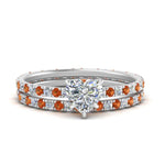 Load image into Gallery viewer, underhalo-eternity-heart-shaped-diamond-wedding-band-set-with-orange-sapphire-in-FD9168HTGSAORANGLE3-NL-WG
