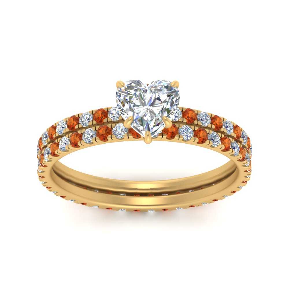 underhalo-eternity-heart-shaped-diamond-wedding-band-set-with-orange-sapphire-in-FD9168HTGSAORANGLE3-NL-YG