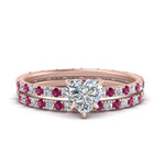 Load image into Gallery viewer, underhalo-eternity-heart-shaped-diamond-wedding-band-set-with-pink-sapphire-in-FD9168HTGSADRPIANGLE3-NL-RG
