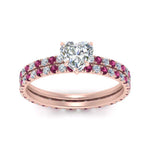 Load image into Gallery viewer, underhalo-eternity-heart-shaped-diamond-wedding-band-set-with-pink-sapphire-in-FD9168HTGSADRPIANGLE3-NL-RG
