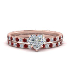 Load image into Gallery viewer, underhalo-eternity-heart-shaped-diamond-wedding-band-set-with-ruby-in-FD9168HTGRUDRANGLE3-NL-RG
