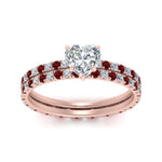 Load image into Gallery viewer, underhalo-eternity-heart-shaped-diamond-wedding-band-set-with-ruby-in-FD9168HTGRUDRANGLE3-NL-RG
