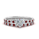 Load image into Gallery viewer, underhalo-eternity-heart-shaped-diamond-wedding-band-set-with-ruby-in-FD9168HTGRUDRANGLE3-NL-WG

