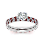 Load image into Gallery viewer, underhalo-eternity-heart-shaped-diamond-wedding-band-set-with-ruby-in-FD9168HTGRUDRANGLE3-NL-WG
