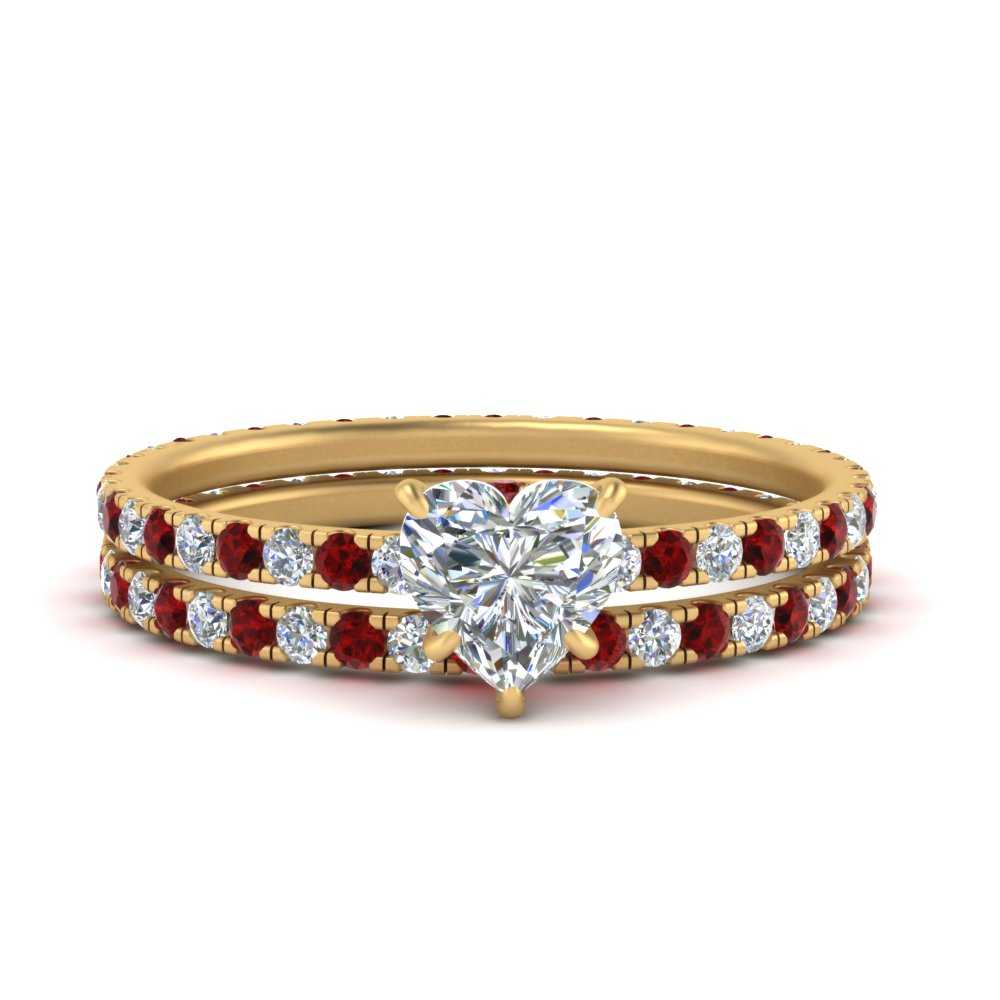 underhalo-eternity-heart-shaped-diamond-wedding-band-set-with-ruby-in-FD9168HTGRUDRANGLE3-NL-YG