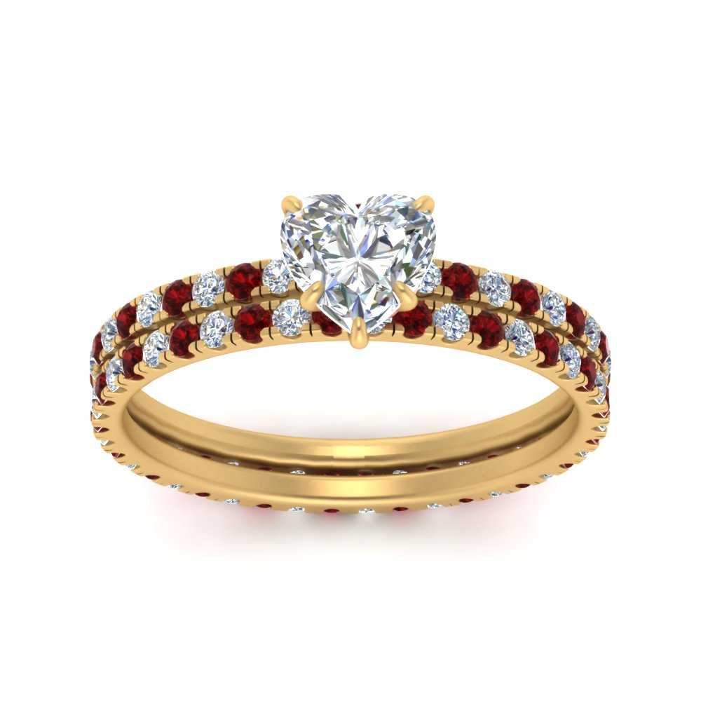 underhalo-eternity-heart-shaped-diamond-wedding-band-set-with-ruby-in-FD9168HTGRUDRANGLE3-NL-YG